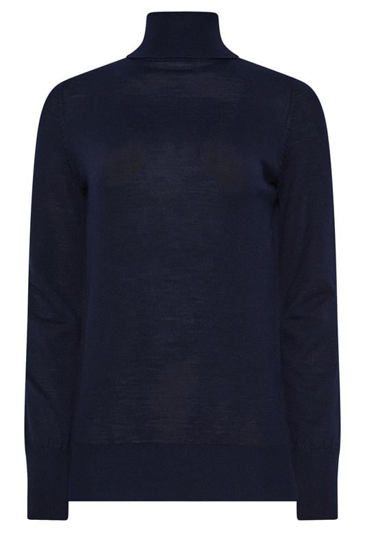 LTS PREMIUM Tall Navy Blue Merino Wool Roll Neck Jumper | Long Tall Sally 6
