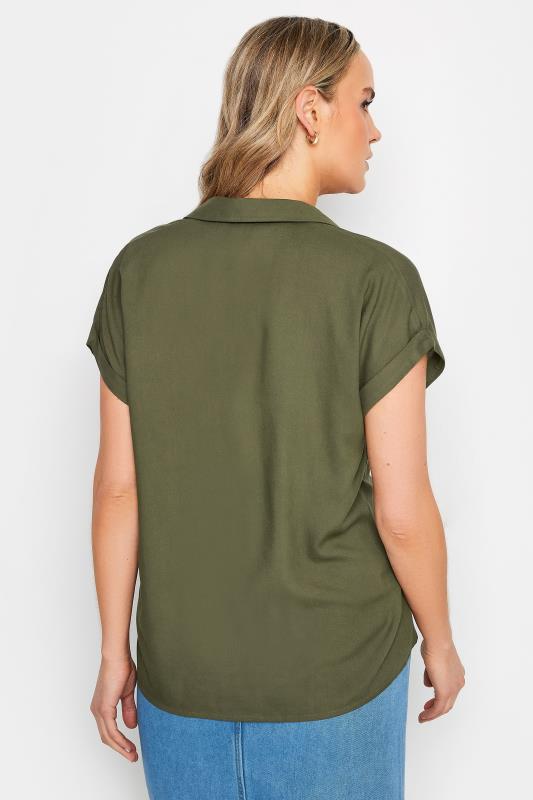 LTS Tall Womens Khaki Green Short Sleeve Shirt | Long Tall Sally 3
