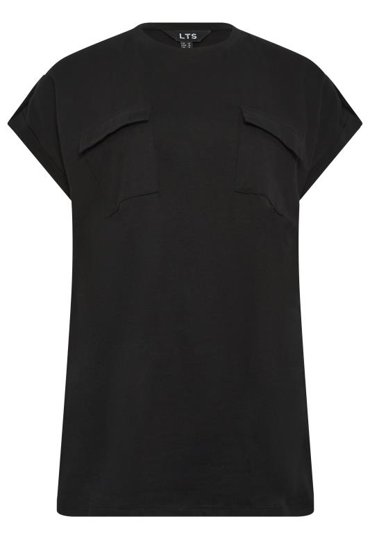 LTS Tall Black Pocket Detail Cotton T-Shirt | Long Tall Sally 6