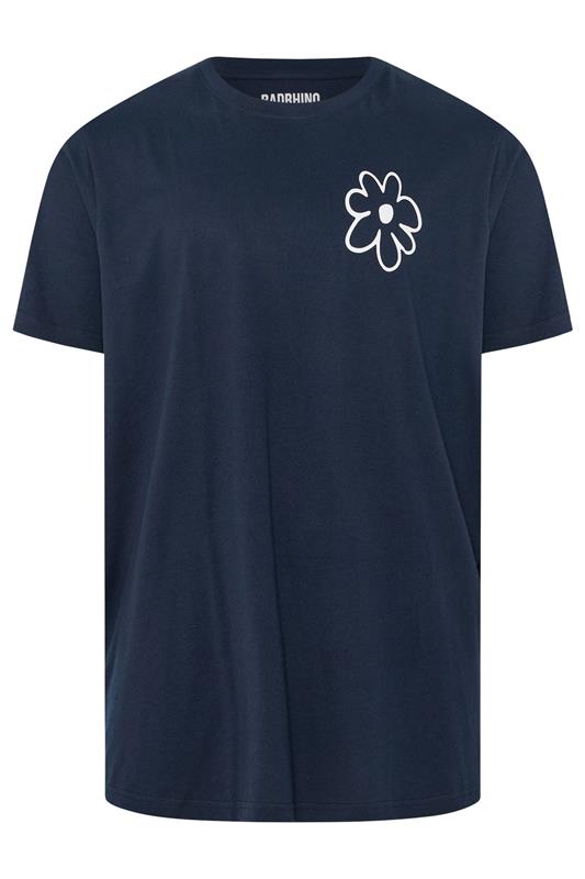BadRhino Big & Tall Navy Blue Flower Graphic T-Shirt | BadRhino 8