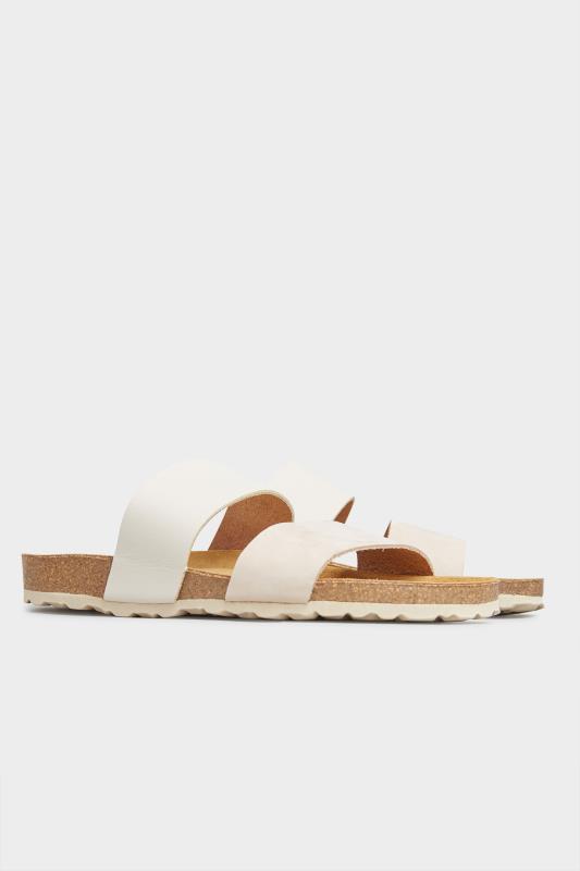 Off-White Leather Two Strap Footbed Sandals | Long Tall Sally 4