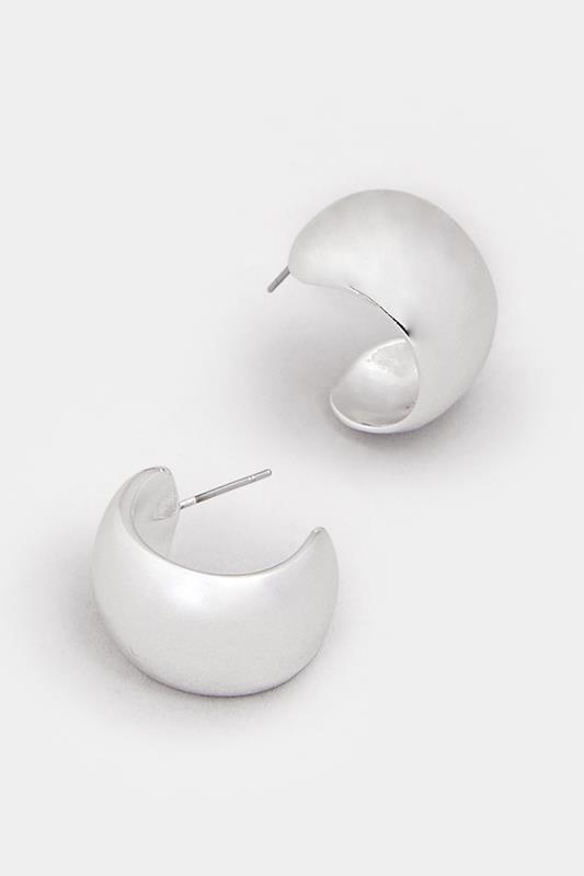 Silver Tone Polished Curve Stud Earrings | Yours Clothing 2