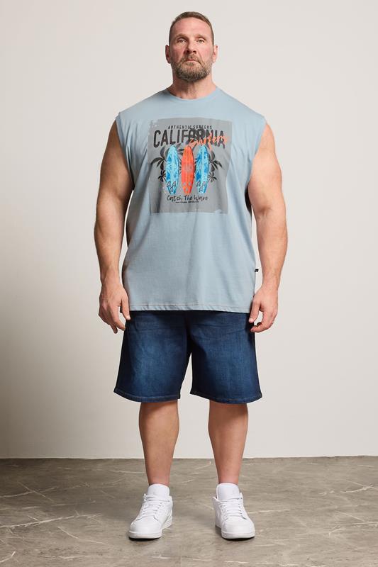 KAM Big & Tall Blue Cali Surf Print Muscle Vest | BadRhino 1