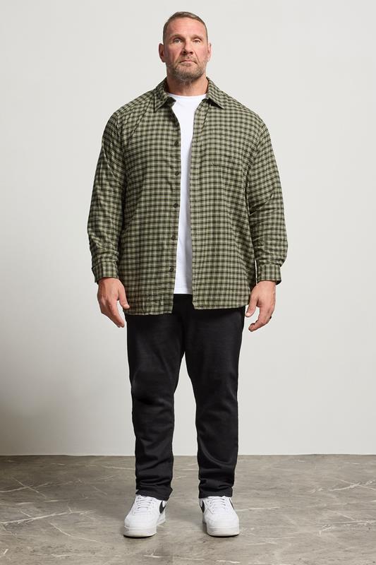 JACK & JONES Big & Tall Olive Green Check Shirt | BadRhino 2