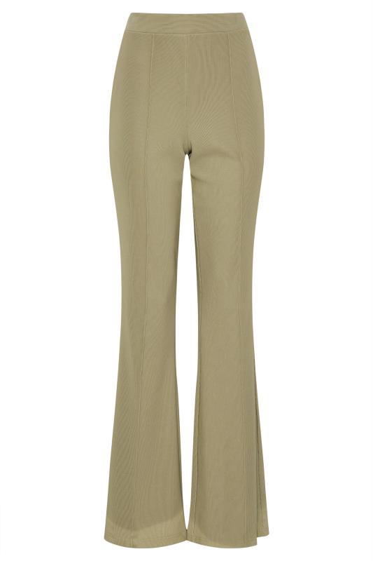 LTS Tall Women's Sage Green Ribbed Kick Flare Trousers | Long Tall Sally 3