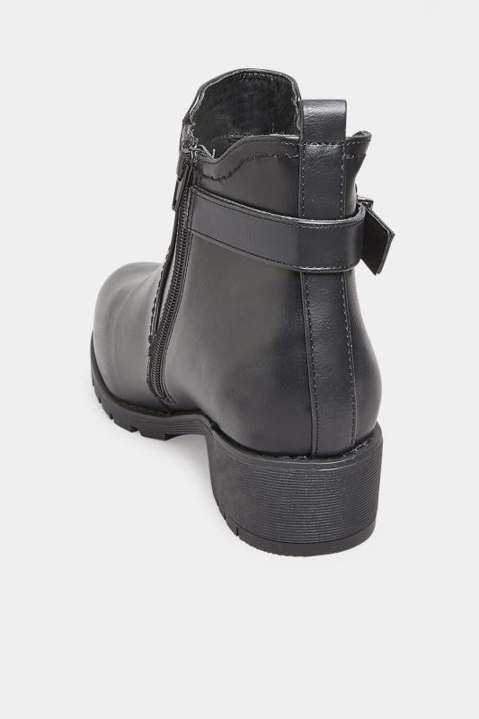 Black Chelsea Buckle Ankle Boots In Extra Wide Fit | Yours Clothing 4