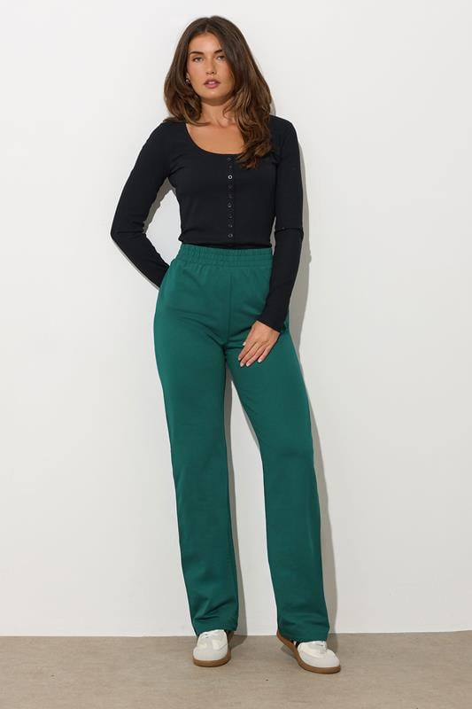 LTS Tall Green Jersey Fitted Straight Leg Joggers | Long Tall Sally 1