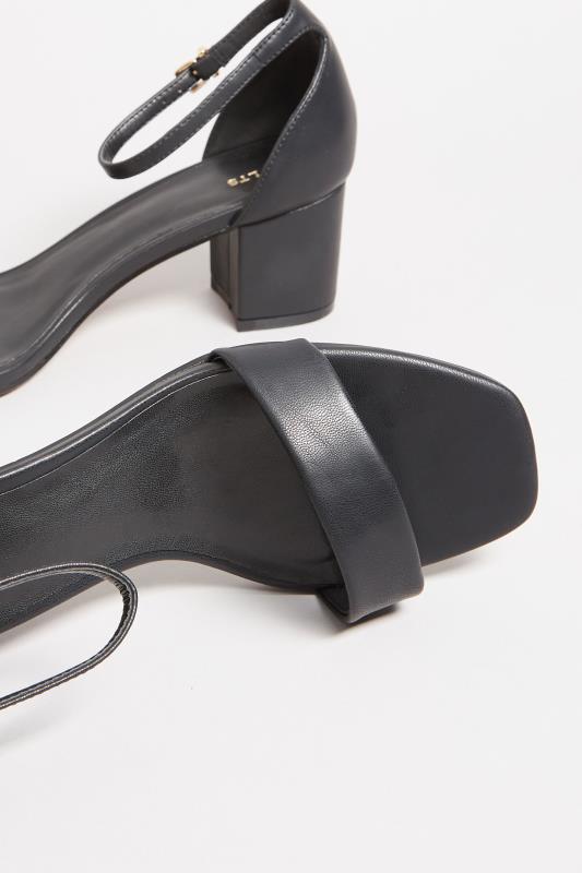 LTS Black Faux Leather Block Heel Sandals In Standard Fit | Long Tall Sally 5