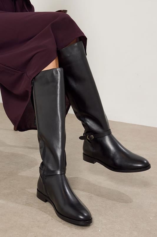Tall  LTS Black Leather Knee High Riding Boot