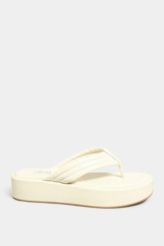 LIMITED COLLECTION White Flatform Flip Flops In Wide E Fit | Yours Clothing 3