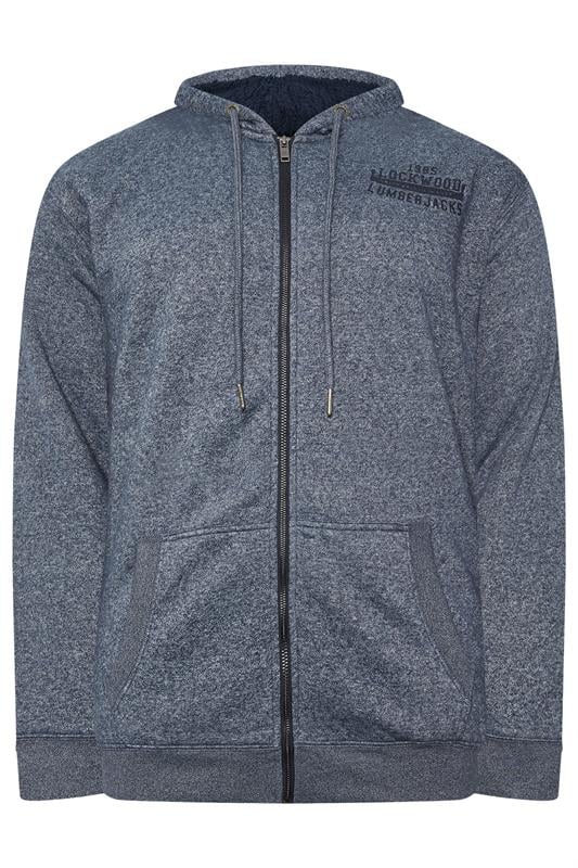 KAM Big & Tall Navy Blue Lumberjack Fleece Lined Hoodie