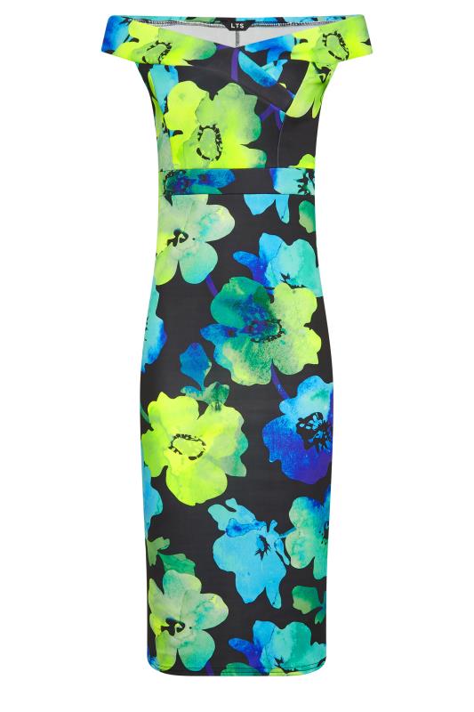 LTS Tall Women's Black Floral Bardot Midi Dress | Long Tall Sally 6
