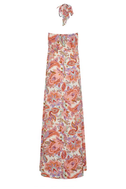 LTS Tall Women's Pink Paisley Print Halter Neck Maxi Dress | Long Tall Sally 7