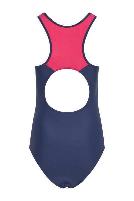 LTS Tall Women's Navy Blue & Pink Contrast Active Contour Swimsuit | Long Tall Sally 6
