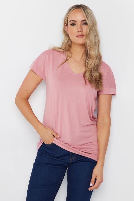 LTS PREMIUM Tall Womens Pink V-Neck T-Shirt | Long Tall Sally 1