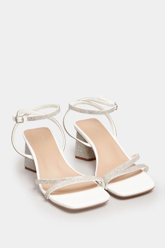 White Diamante Strappy Heel Sandals in Wide E Fit & Extra Wide EEE Fit | Yours Clothing 2