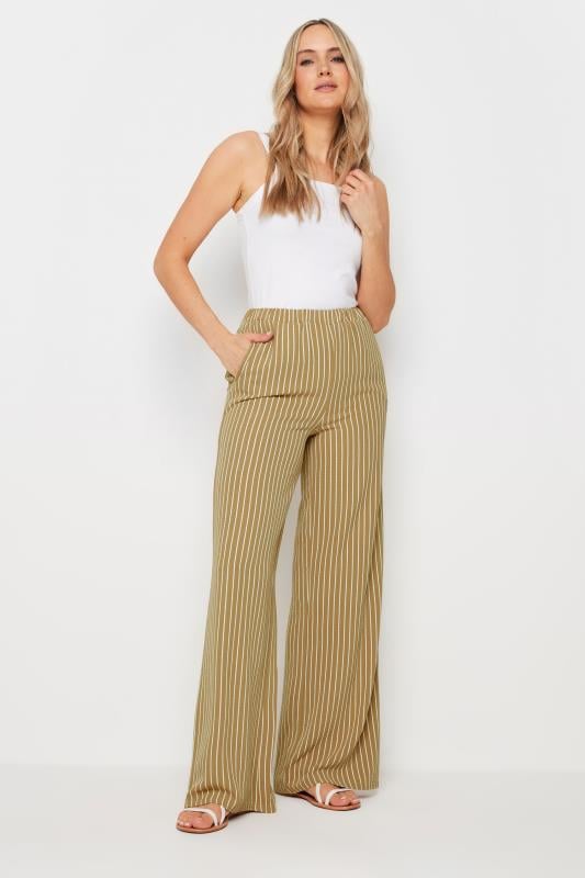 LTS Tall Women's Natural Brown Stripe Wide Leg Trousers | Long Tall Sally 1