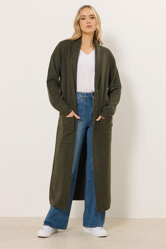 LTS Tall Women's Khaki Green Knitted Maxi Cardigan | Long Tall Sally 2