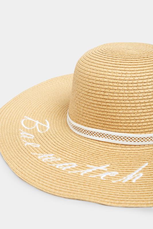 Brown 'Bae Watch' Slogan Floppy Straw Hat | Yours Clothing 3