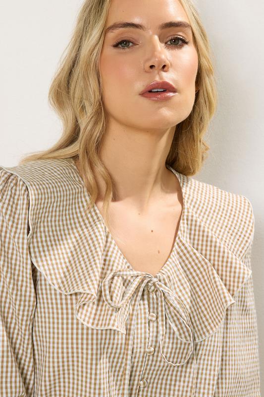 LTS Tall Women's Brown Gingham Check Cotton Collar Shirt | Long Tall Sally 5