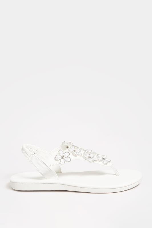Plus Size White Diamante Flower Sandals In Wide E Fit & Extra Wide EEE Fit | Yours Clothing 3