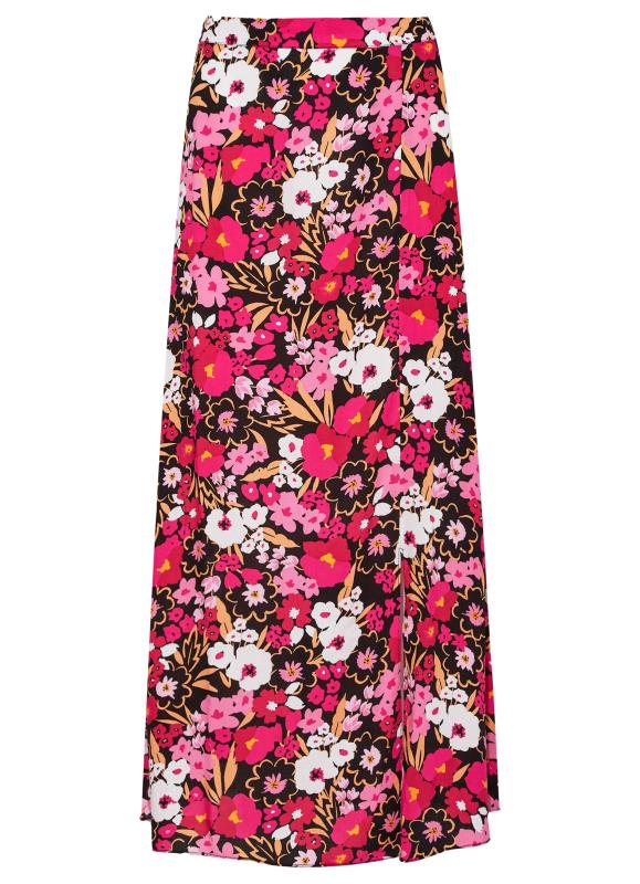 Tall Women's LTS Black Floral Print Midi Skirt | Long Tall Sally 3