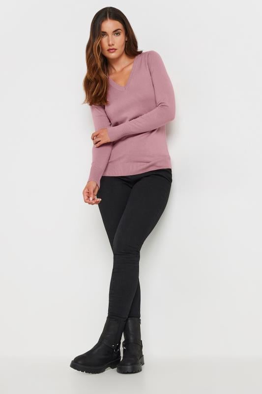 LTS Tall Womens Pink Fine Knit V-Neck Jumper | Long Tall Sally 2