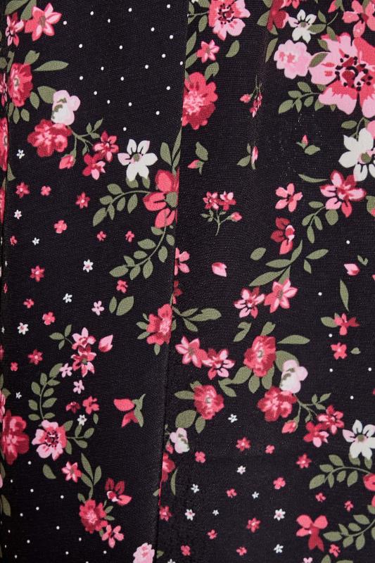 LTS Tall Women's Black Floral Patchwork Midi Wrap Dress | Long Tall Sally 5