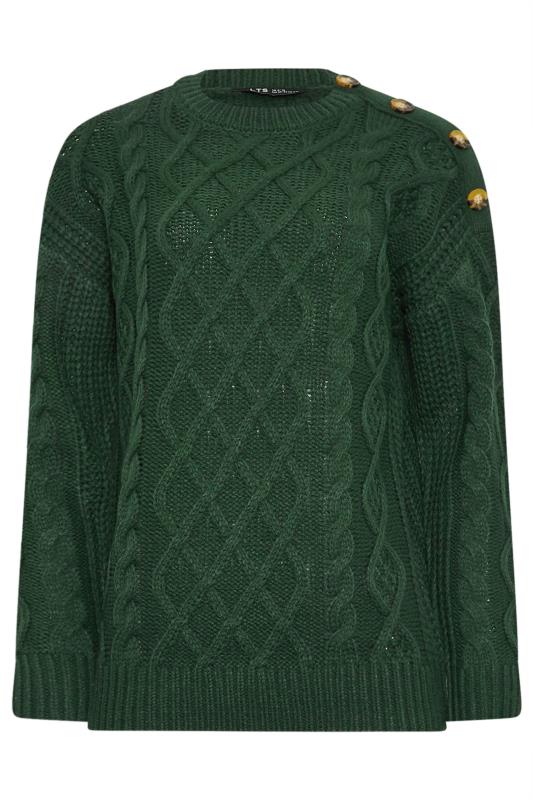 LTS Tall Emerald Green Button Detail Cable Knit Jumper | Long Tall Sally 5