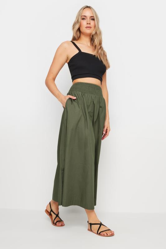 LTS Tall Khaki Green Shirred Waist Midaxi Skirt | Long Tall Sally 1
