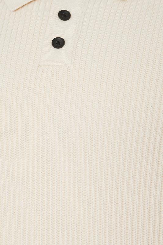 BadRhino Big & Tall Natural Brown Chunky Knit Collared Jumper | BadRhino 3