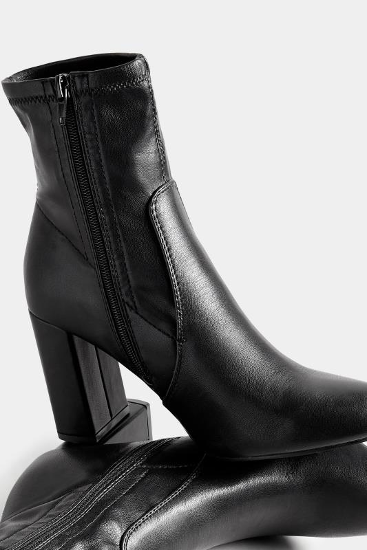 PixieGirl Petite Black Heeled Sock Boots In Standard Fit | PixieGirl 6