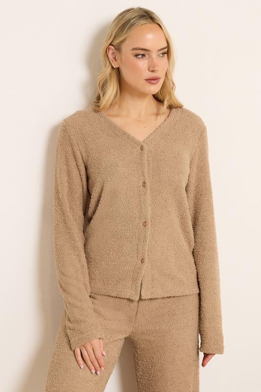 Tall  LTS Tall Camel Brown Chenille Cardigan