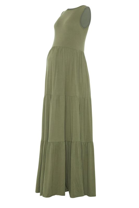 LTS Maternity Khaki Green Tiered Maxi Dress | Long Tall Sally 5