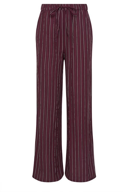 LTS Tall Burgundy Red Striped Wide Leg Trousers | Long Tall Sally 5