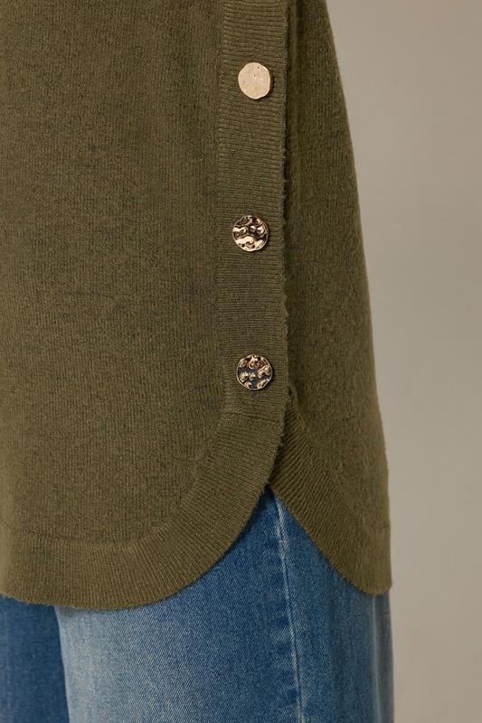 LTS Tall Women's Brown Longline Button Knitted Jumper | Long Tall Sally 4