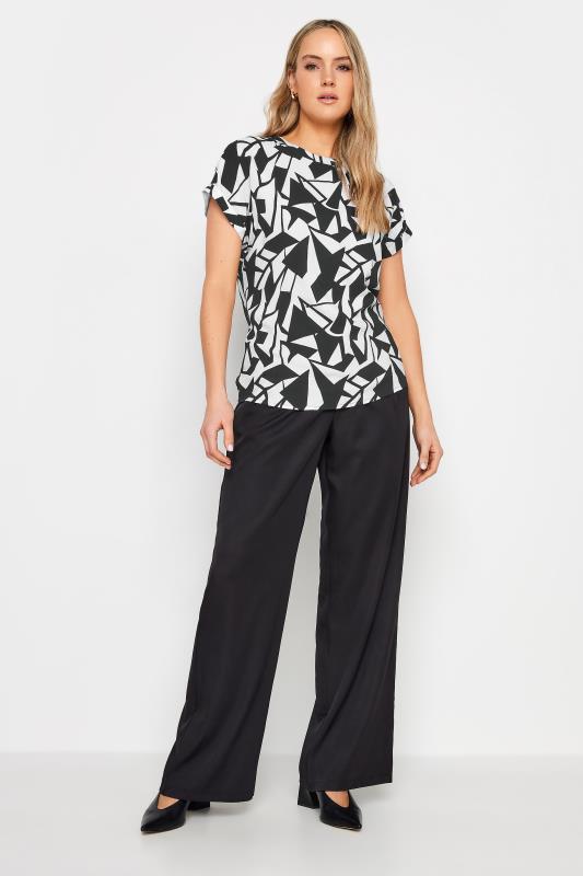 LTS Tall Womens Black & White Abstract Print Short Sleeve Blouse | Long Tall Sally 3