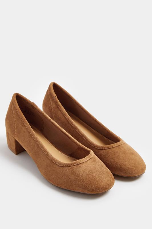 LTS Natural Brown Block Heel Ballerina Pumps