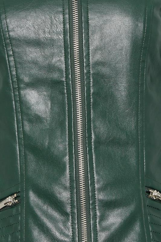 LTS Tall Forest Green Leather Funnel Neck Jacket | Long Tall Sally  6
