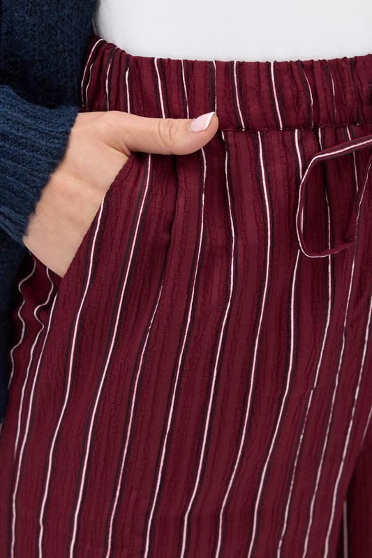 LTS Tall Burgundy Red Striped Wide Leg Trousers | Long Tall Sally 4