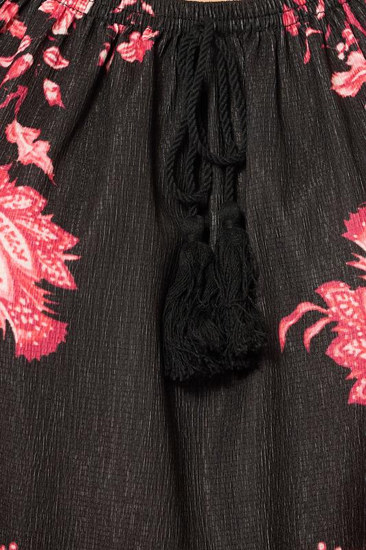 LTS Tall Women's Black Floral Print Tie Front Top | Long Tall Sally 4