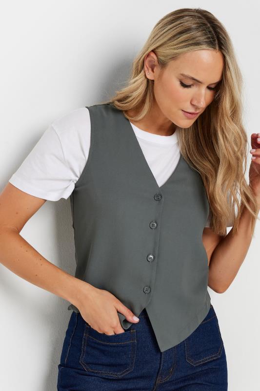 LTS Tall Grey Sleeveless Waistcoat Top | Long Tall Sally 4