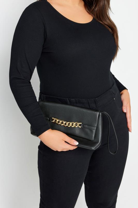Plus Size  Yours Black Chain Front Bag