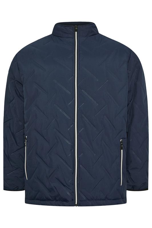 D555 Big & Tall Navy Blue Quilted Padded Jacket | BadRhino 1