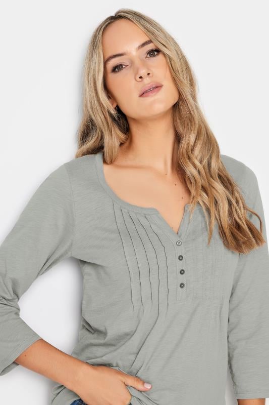 LTS Tall Womens Light Grey Henley Top | Long Tall Sally  4