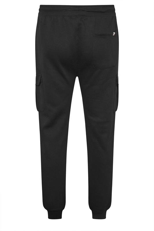D555 Big & Tall Black Cargo Cuffed Joggers | BadRhino 5