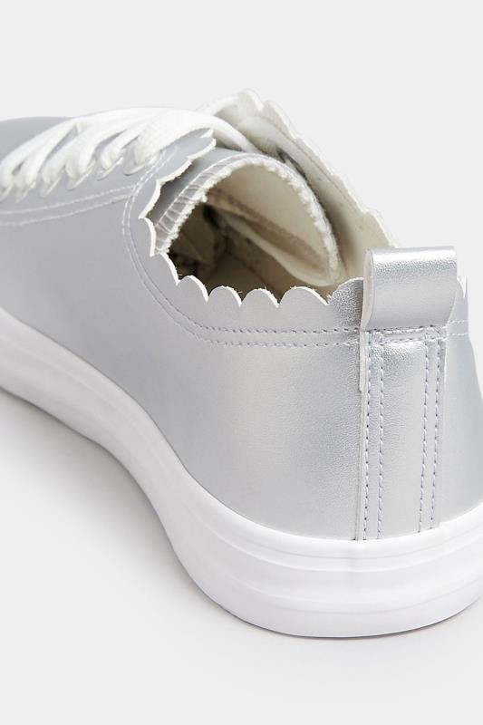 Silver Scalloped Edge Trainers In Wide E Fit | Yours Clothing 4