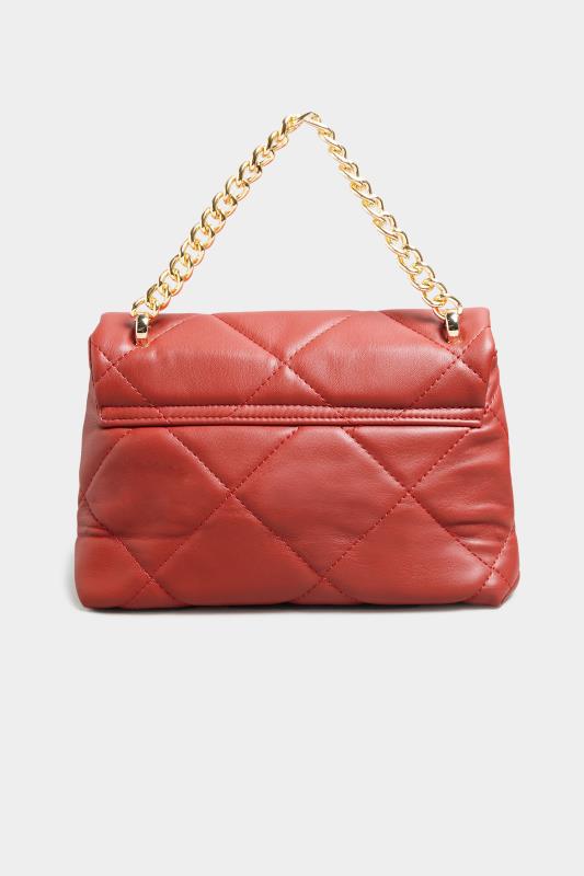 Red Quilted Chain Handle Bag | Yours Clothing 3
