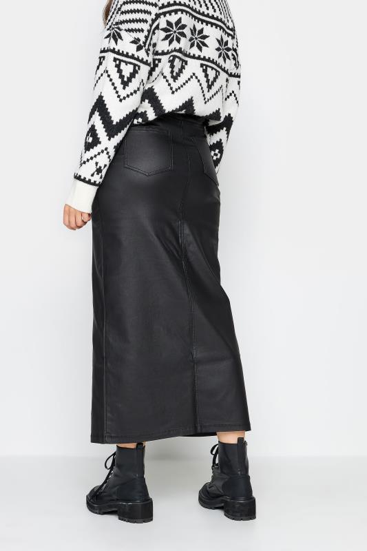 LTS Tall Black Coated Midi Skirt | Long Tall Sally  4