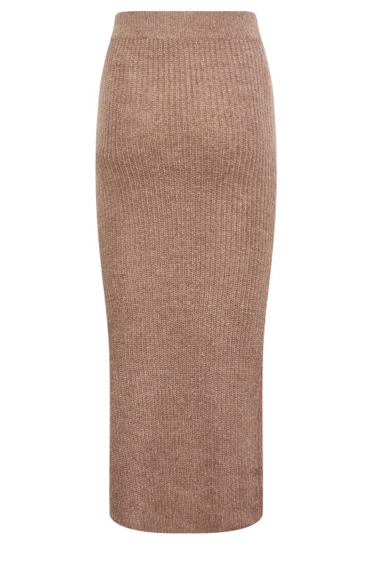 LTS Tall Beige Brown Midi Knitted Skirt | Long Tall Sally 5